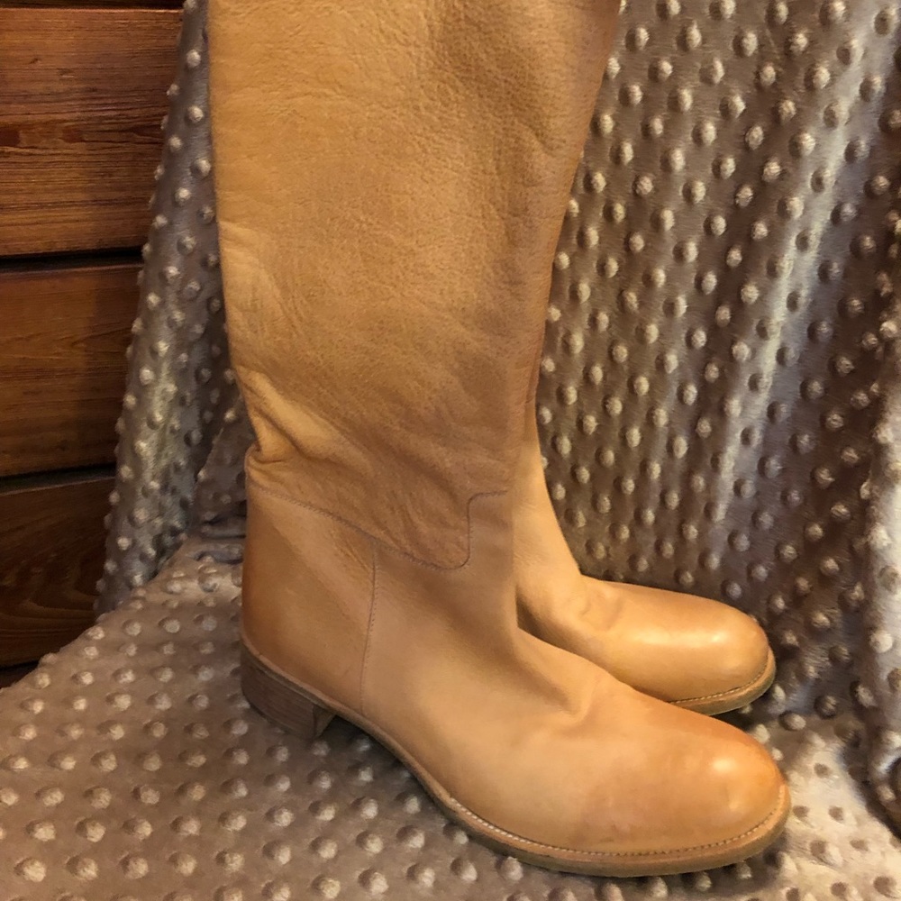 Prada camel color leather boots